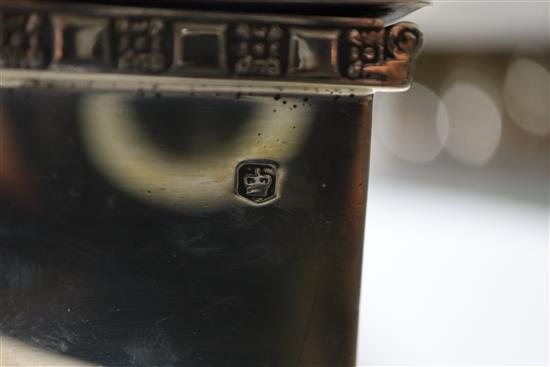 A modern silver cigarette box, by Cooper Brothers & Sons, Sheffield, 1973, 15cm.
